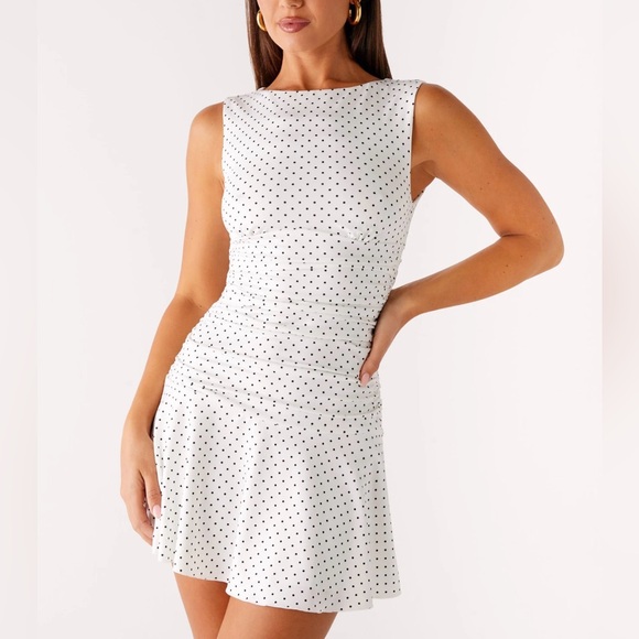 New Peppermayo White Polka Dot Mini Dress - Picture 3 of 4